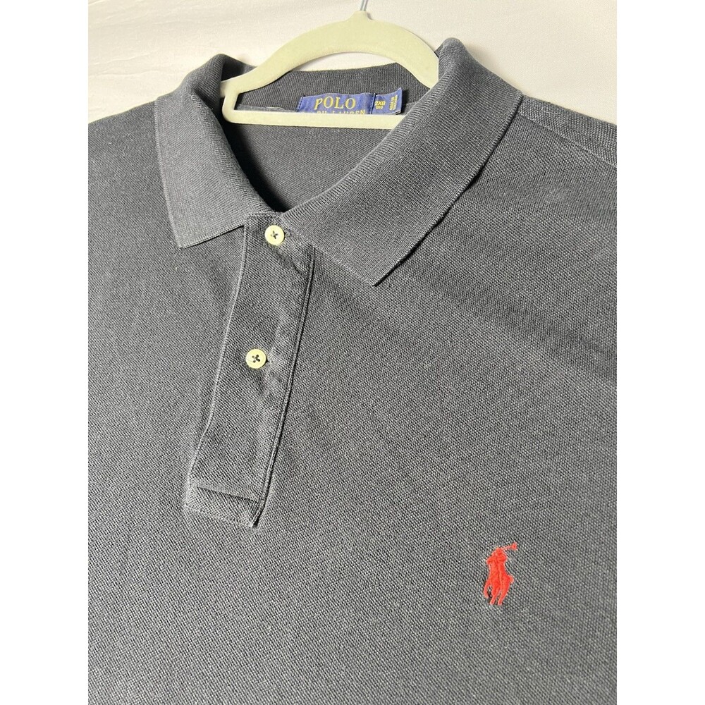 Polo Ralph Lauren Pique Polo Shirt Mens 2XLB Black Short Sleeve Red Pony Y2K